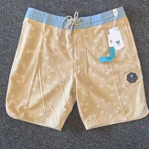 VISSLA in bloom Tan and Blue Floral Board Shorts